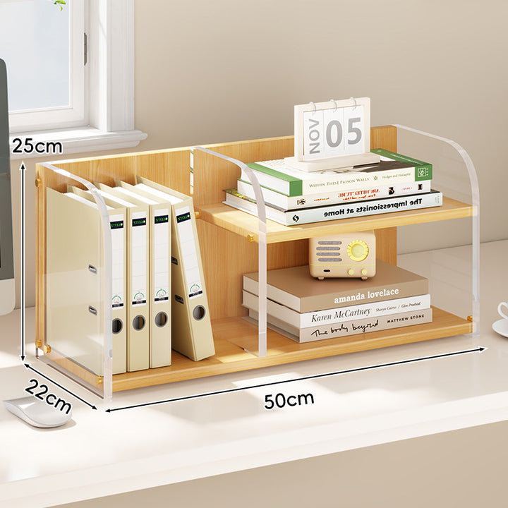 Gekrümmtes Acrylpanel Dual-Compartment Schreibtisch Buch- und Dokumentenorganisator