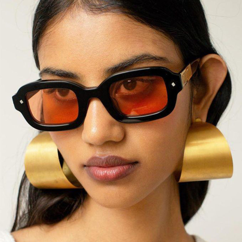Damen Trendige rechteckige Sonnenbrille mit vollständig transparentem Rahmen und UV-Schutz Karnz