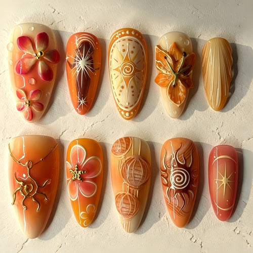 Kunstnägel mit elegantem floralen Design Karnz