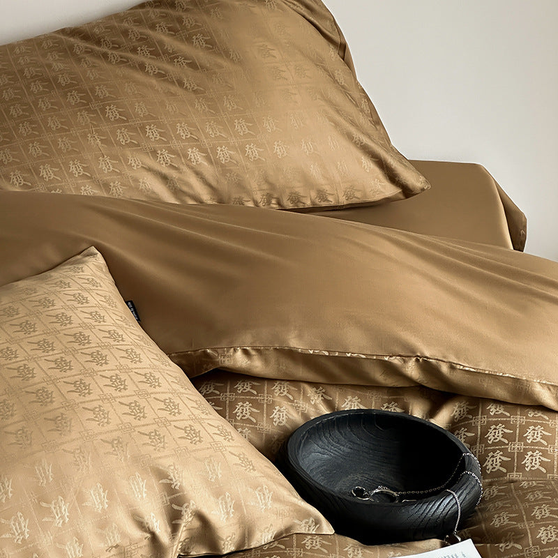 Luxuriöses Bettwäsche-Set aus Satin mit Aquarell-Blütenmuster