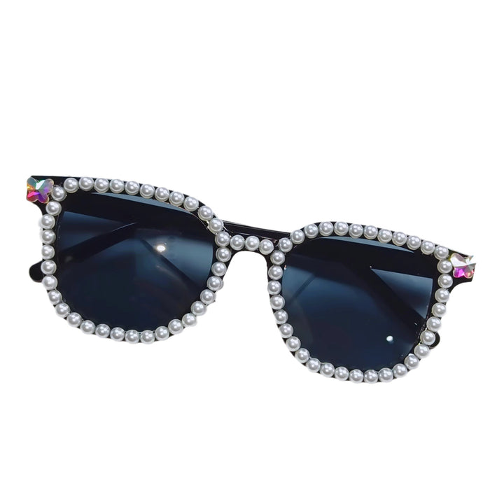 Damen Glamouröse Sonnenbrille mit Perlenrahmen Karnz