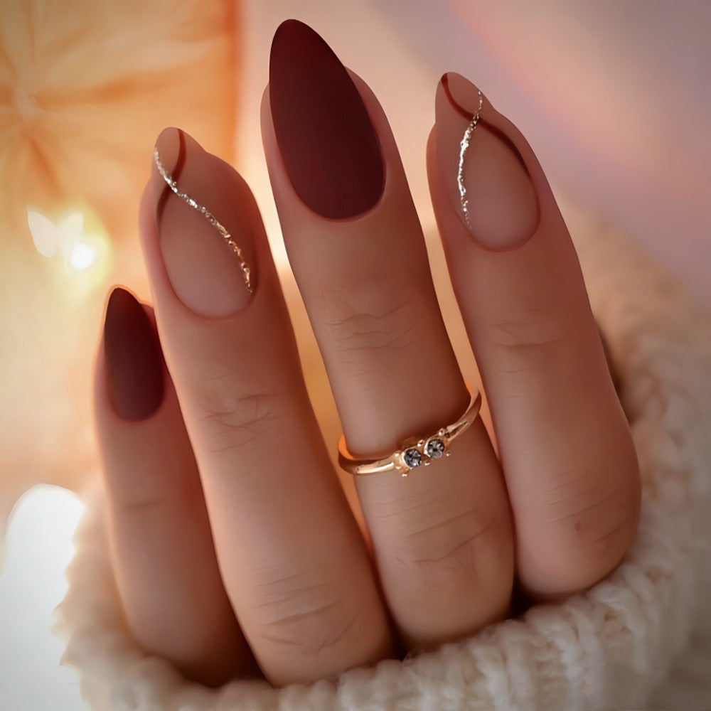 Elegantes Press-On-Nagel-Set mit stilvollem strukturiertem Finish Karnz
