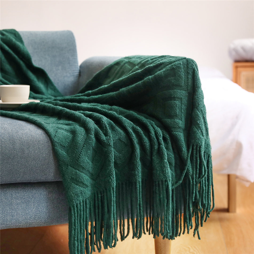 Gemütliche Strickwurfdecke