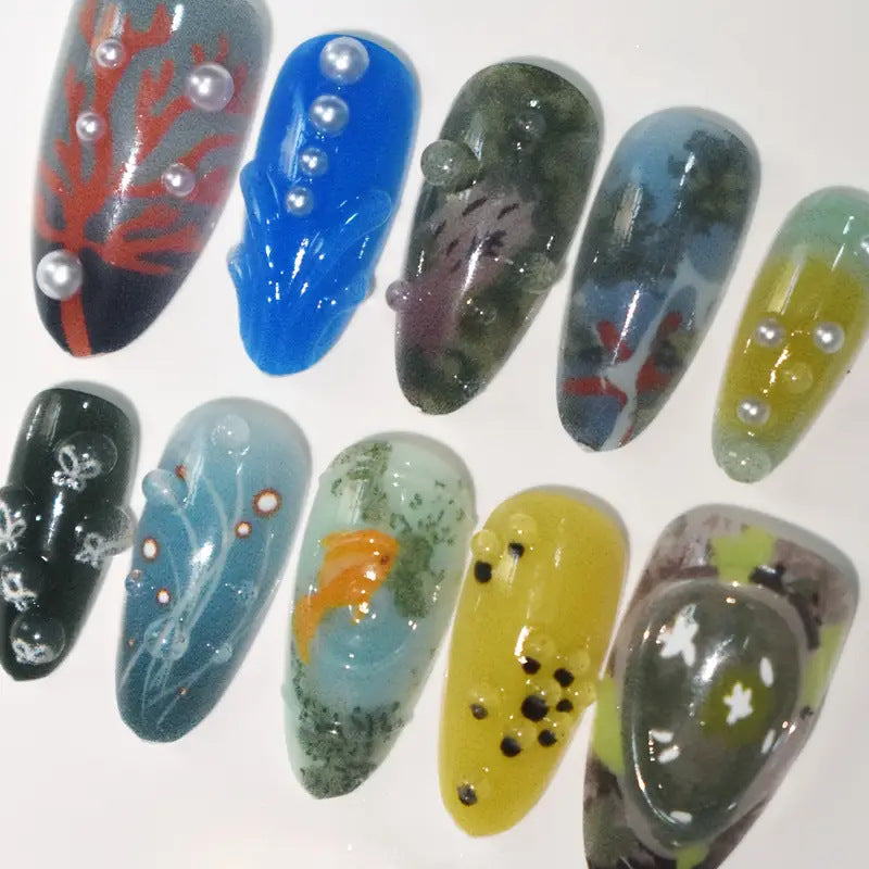 Künstlerische von marinen inspirierten Press-On Nagelkunst Karnz