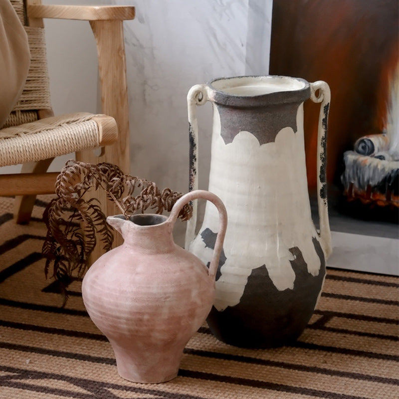 Künstlerische weiße und schwarze dekorative Keramikvase