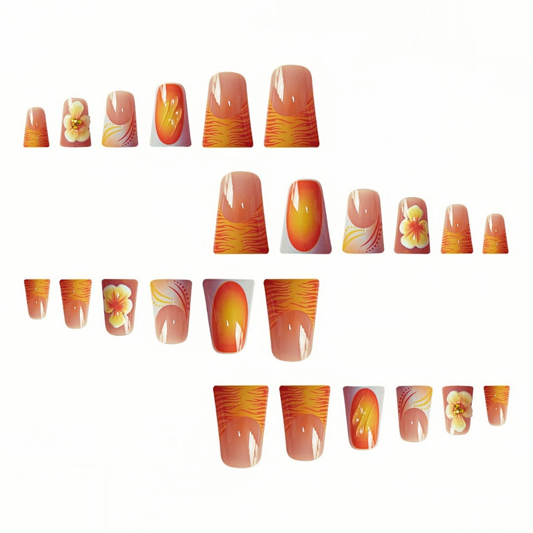 Dekorative florale Press-On Nagelset Karnz