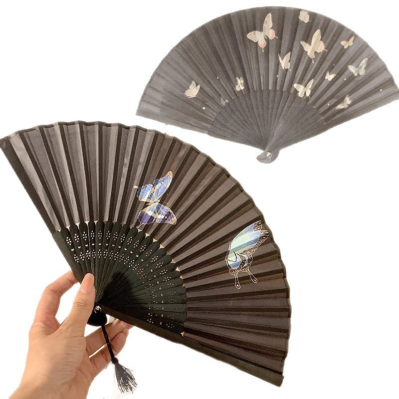 Handgefertigter Fächer mit Elegantem Schmetterlingsmotiv Karnz