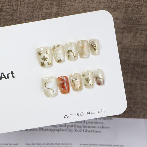 Elegantes Press-On-Nagelkunst-Set mit einzigartigen metallischen Designs Karnz