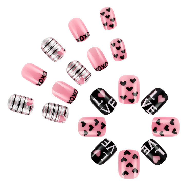 Dekoratives Press-On-Nagelkunst-Set mit Liebe- und Herzmustern Karnz