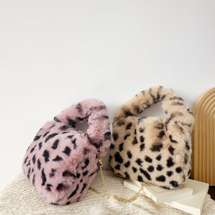 Leopardprint Kunstfell Handtasche