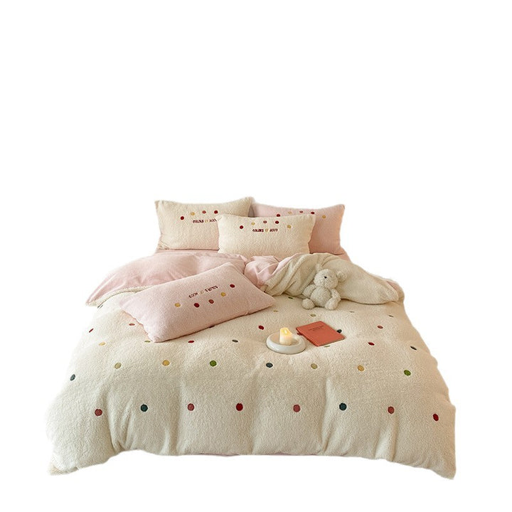 Plüsch Bestickter Zuckerstangen Gnome Bettbezug Set mit weichem Mikrofleece-Finish