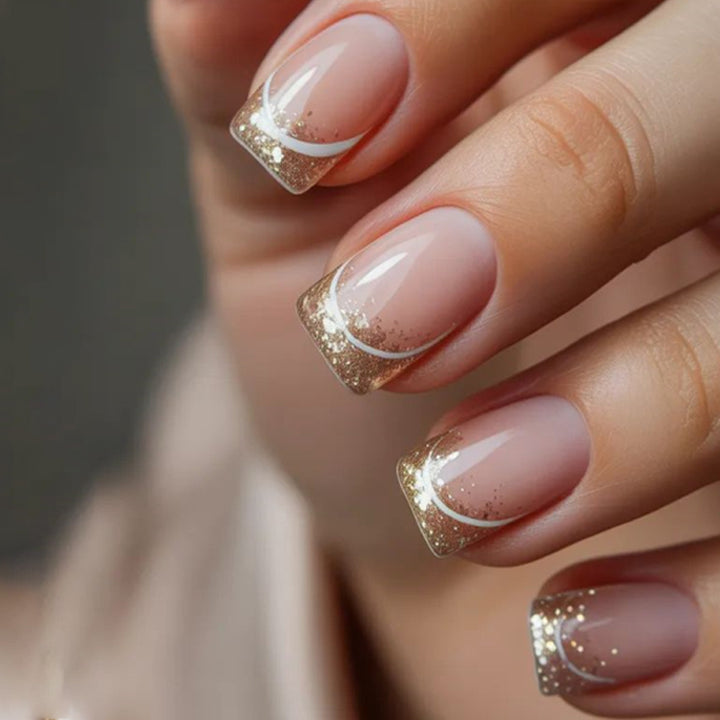 Elegante französische Spitze Glitzer Nagelkunst Karnz