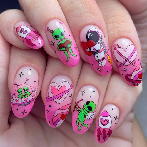 Verspielt Alien-Themen Press-On Nagelkunst Karnz