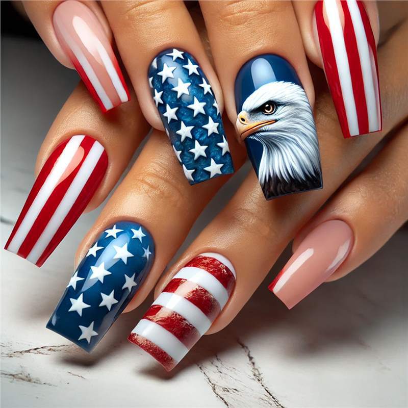 Patriotisches Thema Press-On Nagelkunst Karnz