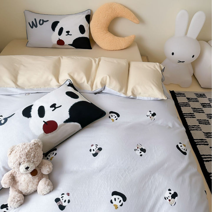 Kinderbedwäsche aus Baumwollsatin mit Bunny-Motiv, bedruckt, mit gebürsteter Rückseite und Eckbindern