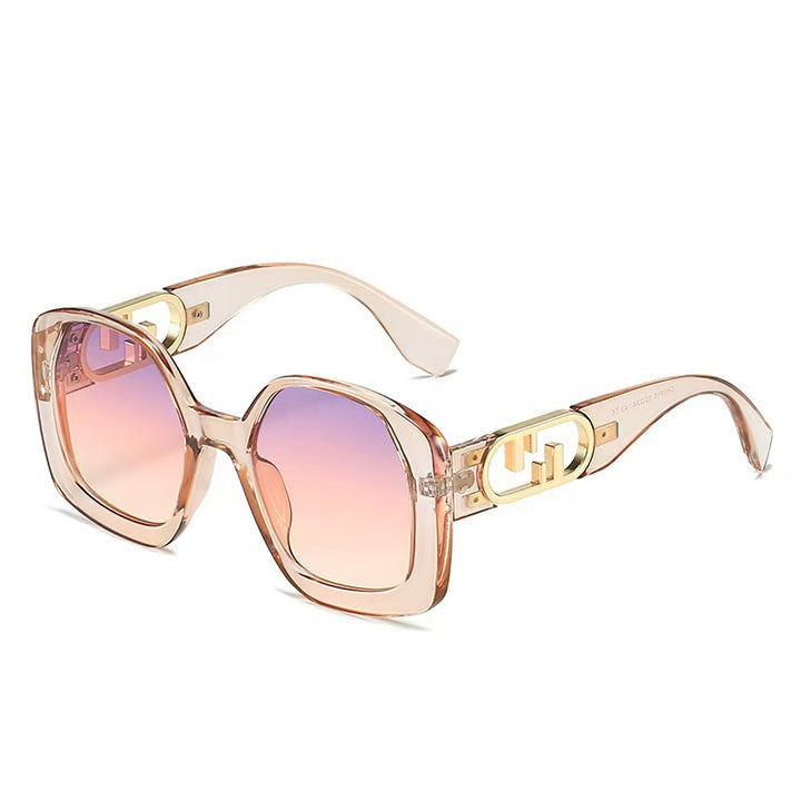 Damen oversized Sonnenbrille mit extravagantem geometrischen Rahmen und eleganten Akzenten Karnz