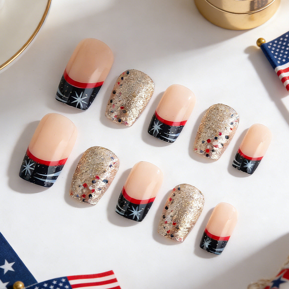 Dekoratives Press-On Nagelkunstset mit Glitterakzenten Karnz