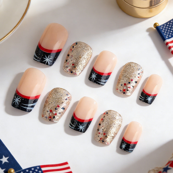 Dekoratives Press-On Nagelkunstset mit Glitterakzenten Karnz
