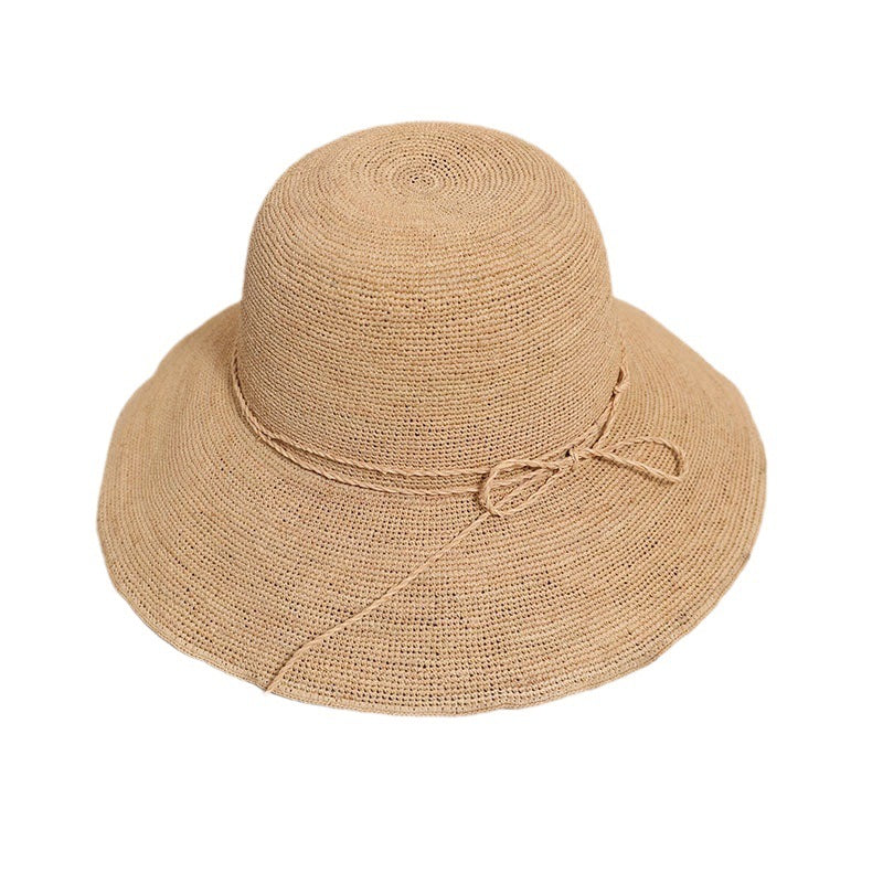 Damen Eleganter Strohhut mit verstellbarem Kordelzug Karnz