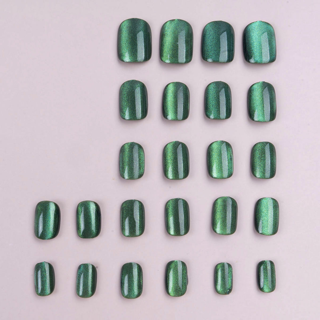 Glänzende grüne Press-On-Nagelset