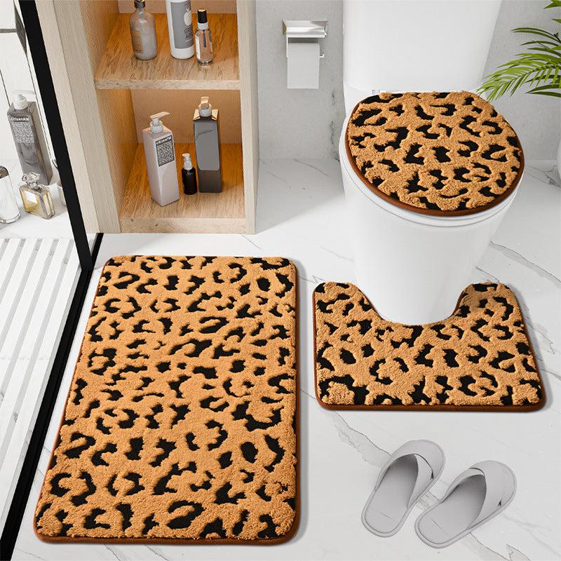 Weiches Luxus-Leopardenmuster-Badeteppich-Set Karnz