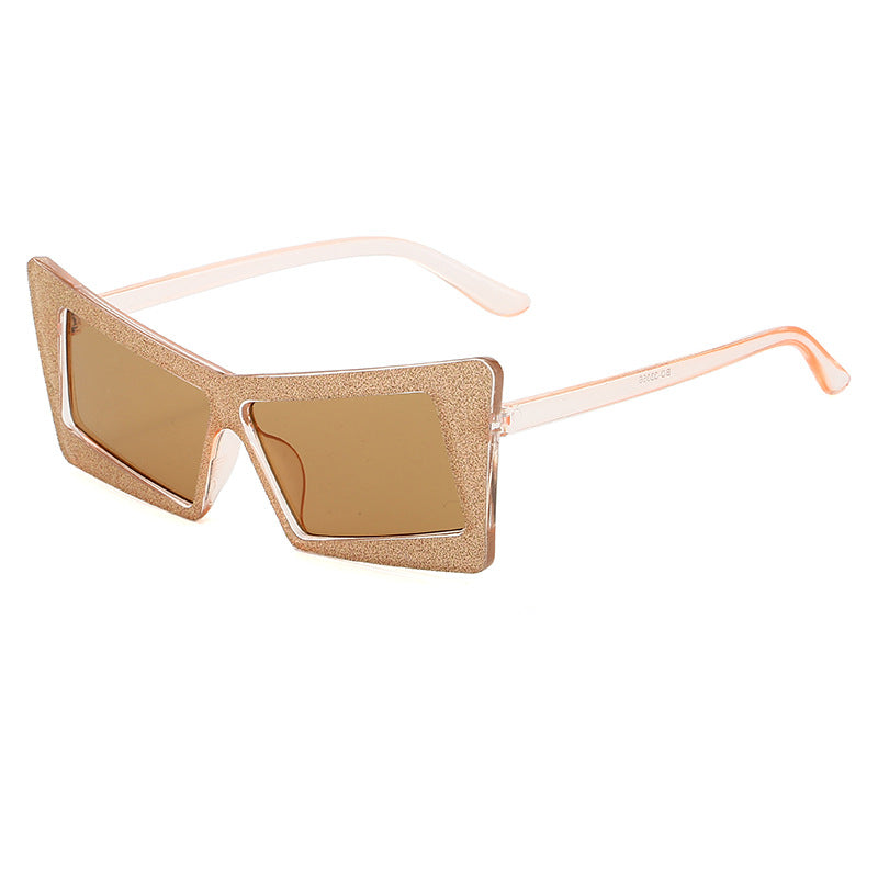 Damen geometrische Sonnenbrille mit glitzernden Elementen Karnz