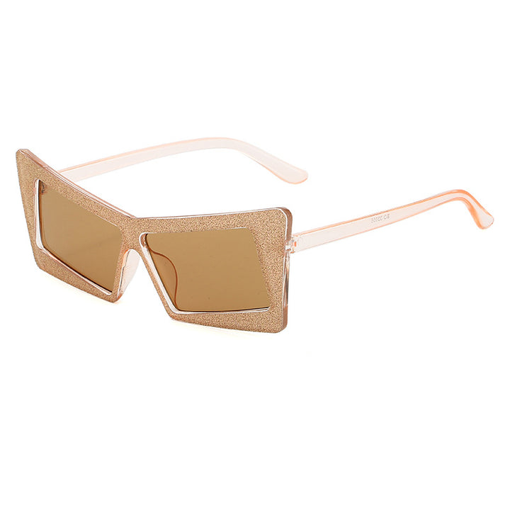 Damen geometrische Sonnenbrille mit glitzernden Elementen Karnz