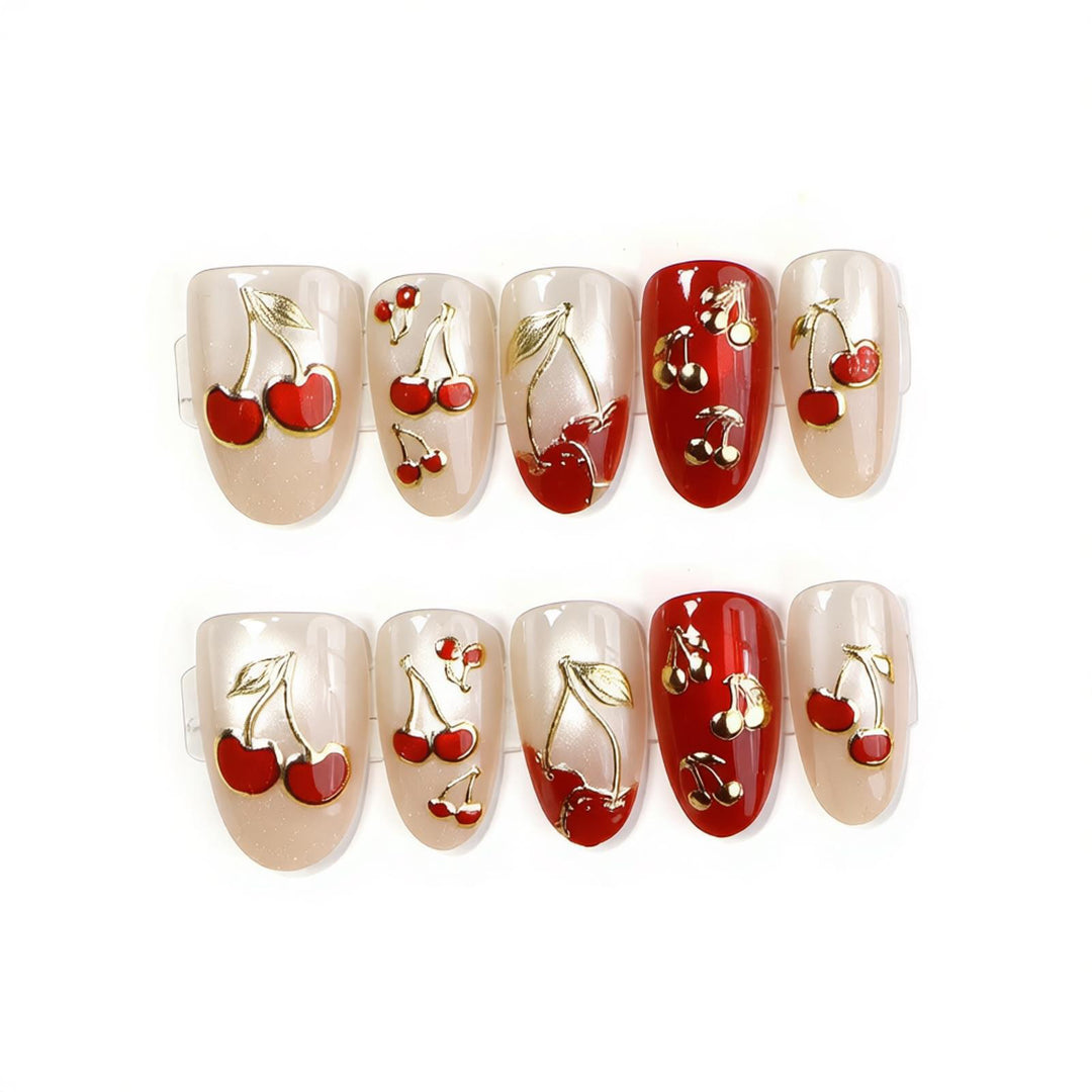 Künstlerisches Kirsch-Thema Press-On Nail Set Karnz