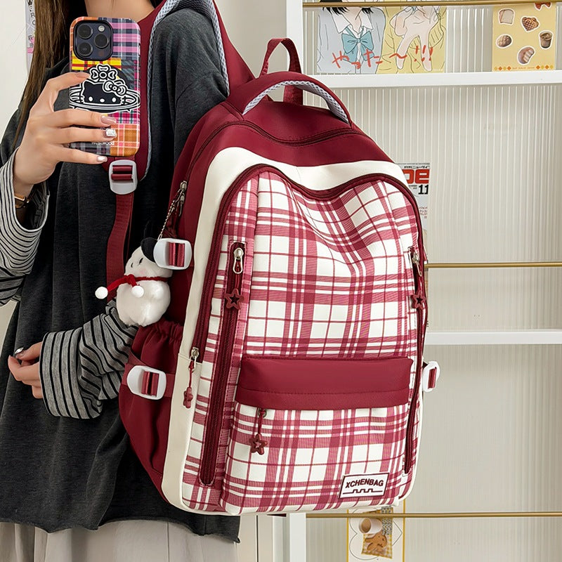 Stylische Karierte Muster Rucksack Karnz