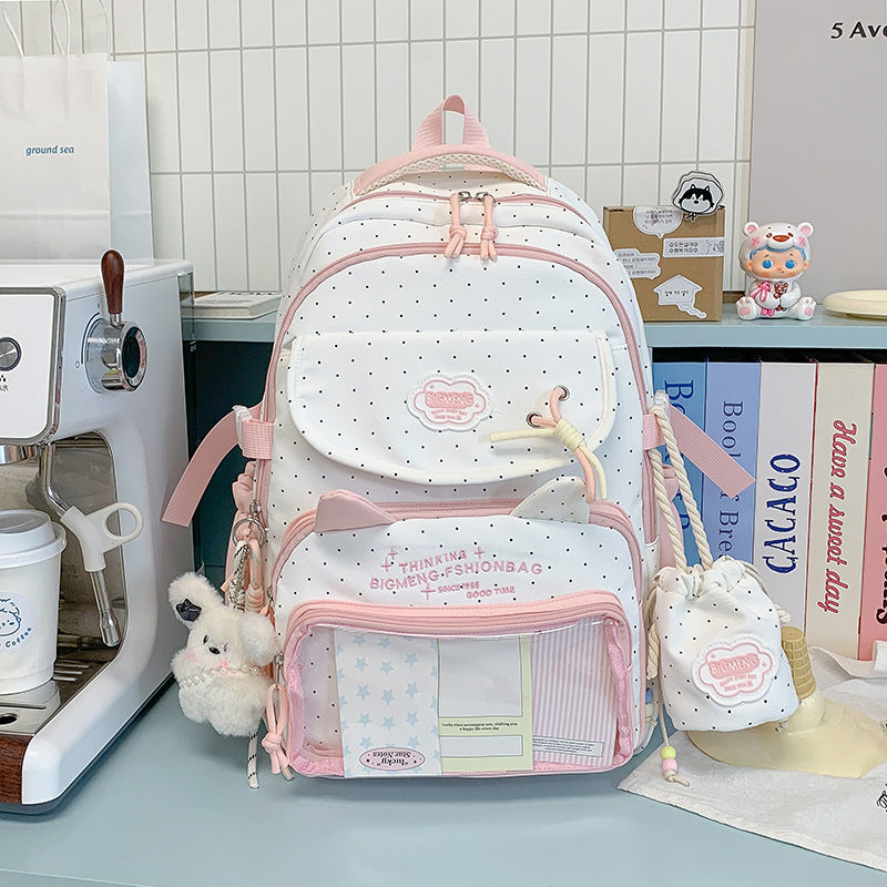 Polka Dots Design Rucksack mit mehreren Fächern Karnz