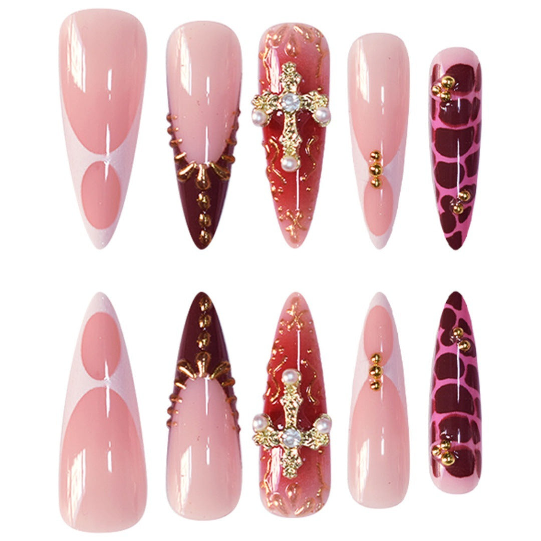 Glamouröse dekorative Stiletto-Press-on-Nagelset Karnz