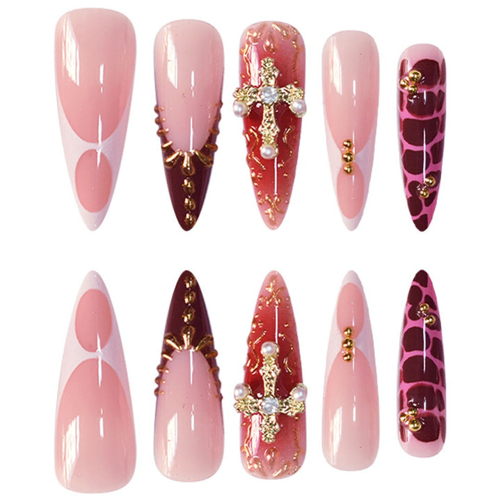Glamouröse dekorative Stiletto-Press-on-Nagelset Karnz
