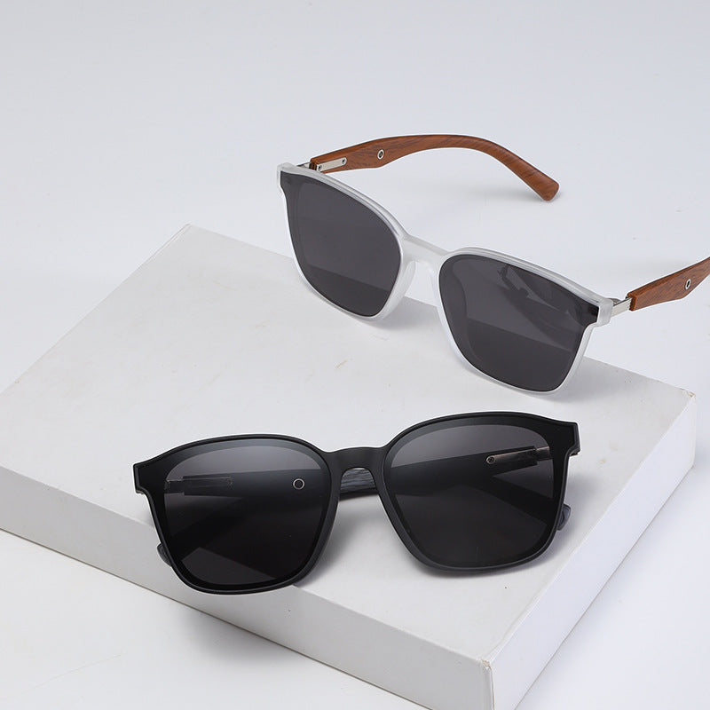 Damen stilvolle oversized Sonnenbrille mit hölzernen Akzenten Karnz