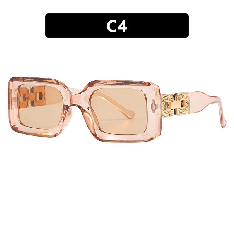 Damen modische Sonnenbrille im eleganten quadratischen Design mit luxuriösen goldenen Akzenten Karnz