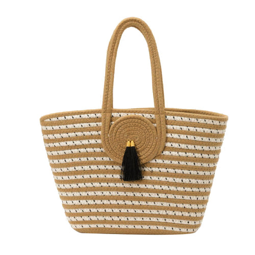 Gestreifter gewebter Strandtasche