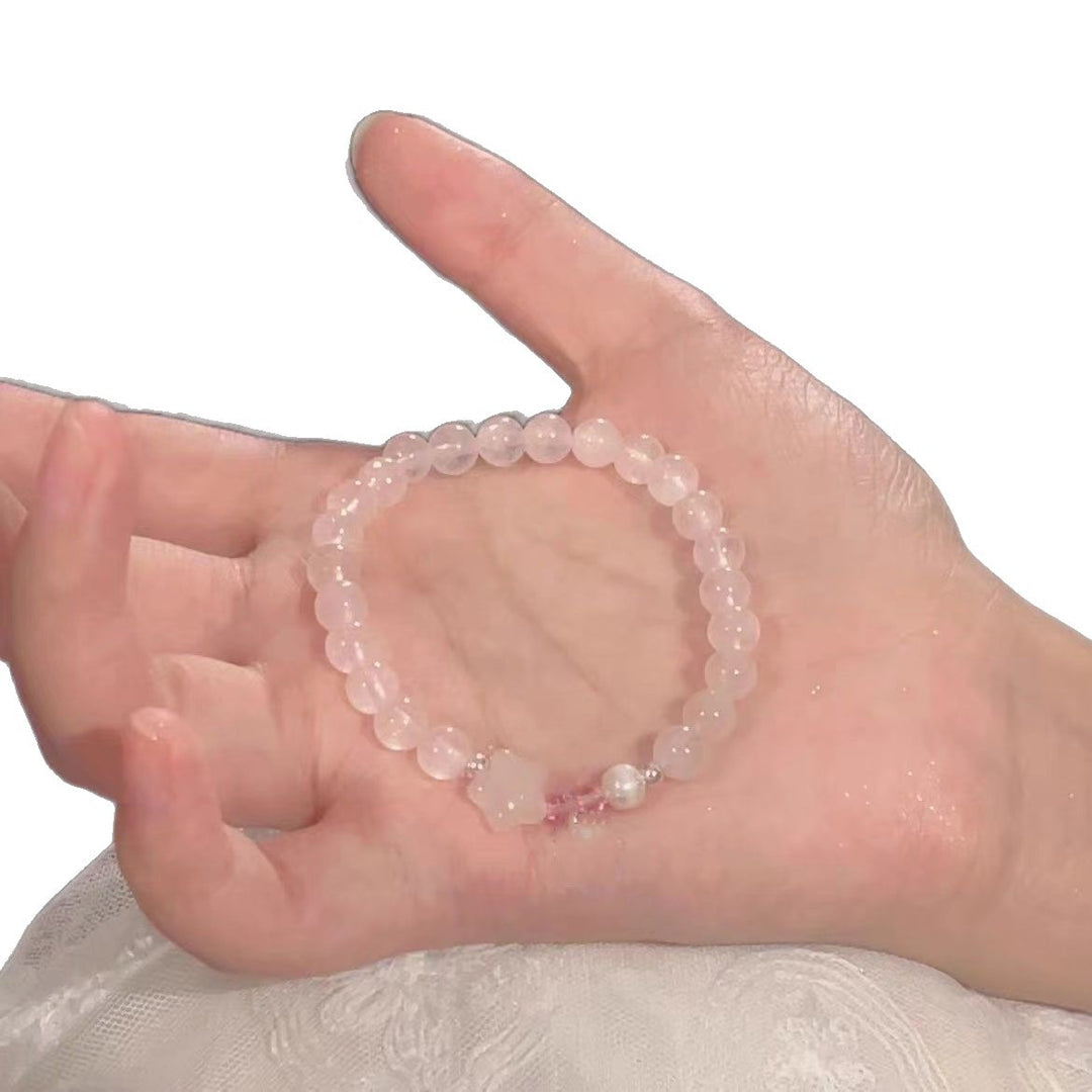 Elegante Rosenquarz Dehnbare Armbanduhr Karnz