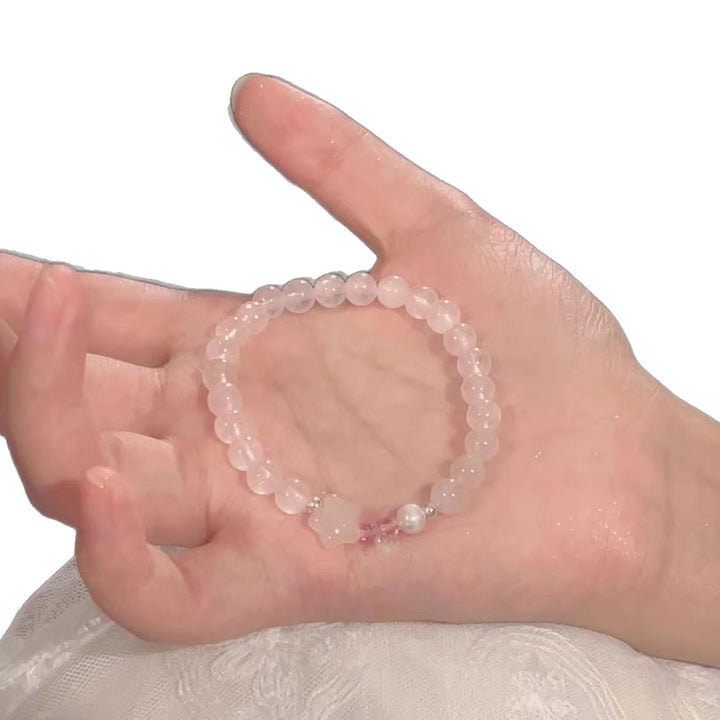 Elegante Rosenquarz Dehnbare Armbanduhr Karnz