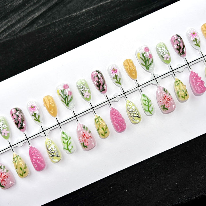 Elegante Polka Dot und Spitzen Press-On Nagel Set