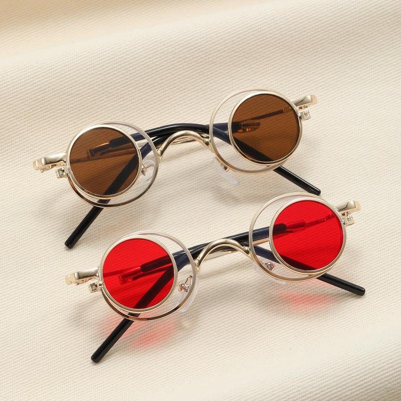 Damen Modische runde Sonnenbrille mit elegantem Metallrahmen Karnz