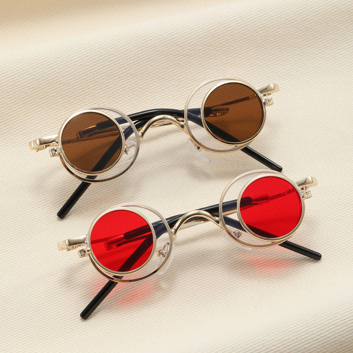 Damen Modische runde Sonnenbrille mit elegantem Metallrahmen Karnz