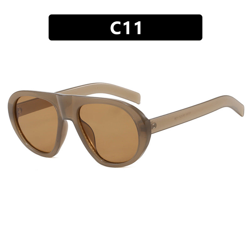 Damen auffällige Sonnenbrille mit futuristischem Rahmen und robustem Design Karnz