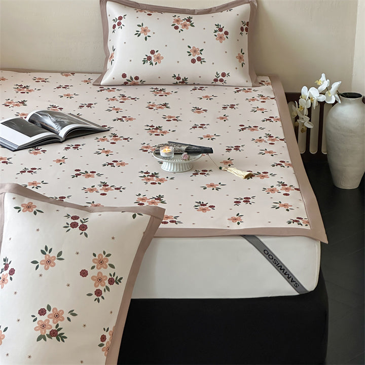 Bettlaken-Set mit floraler Allover-Print und dekorativer Saumblende