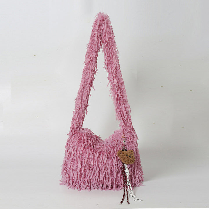 Fluffige Fransenschultertasche