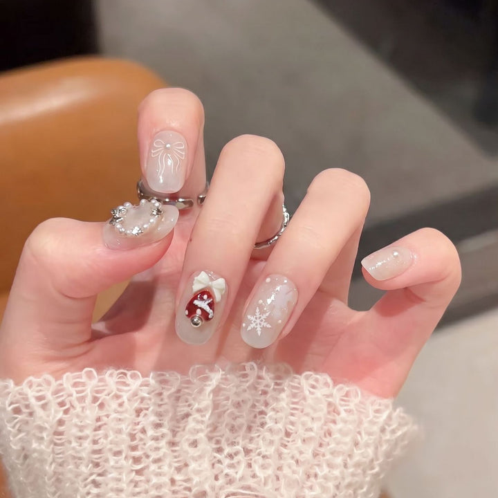 Künstlerisches winterliches Press-On-Nagelset Karnz
