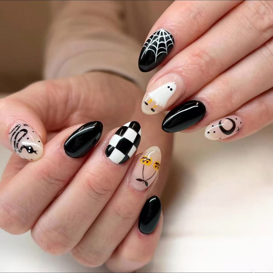 Themen Press-On Nagelkunst Set mit Halloween-Designs