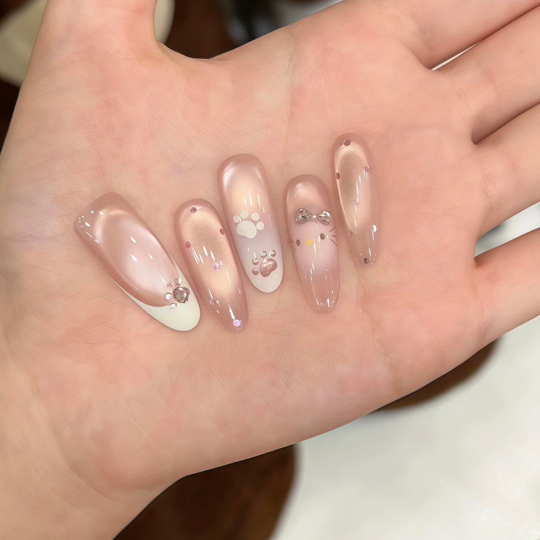 Künstliche Nagelspitzen mit Verspieltem Pinguin- und Pfotenmotiv Karnz