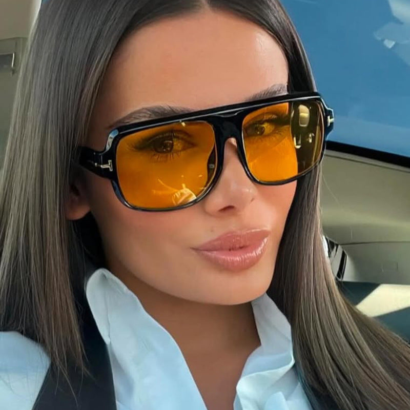 Damen modische quadratische Sonnenbrille mit trendigem Schildkrötenmuster Karnz
