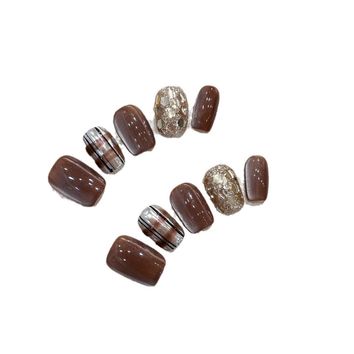Kunstnägel-Set mit Glitzer- und Goldakzenten Karnz