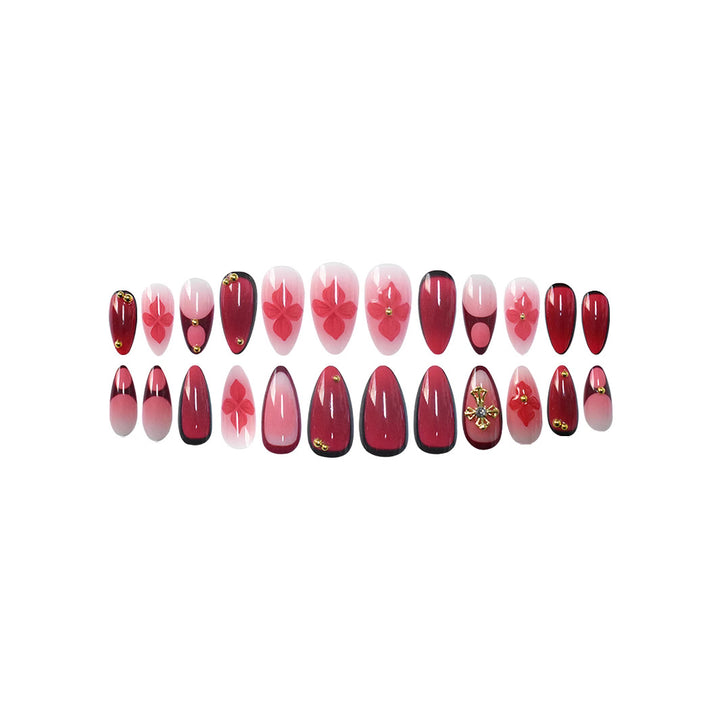 Premium Künstlerische Florale Stiletto Press-On Nägel Karnz
