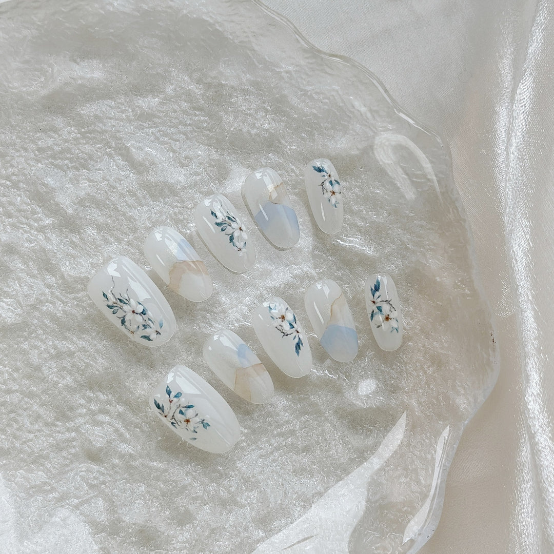 Blumenmuster Press-On Nagelkunst Set